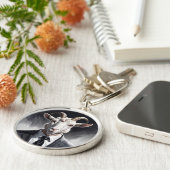 Funny animal boss surreal suited goat character キーホルダー (側面)