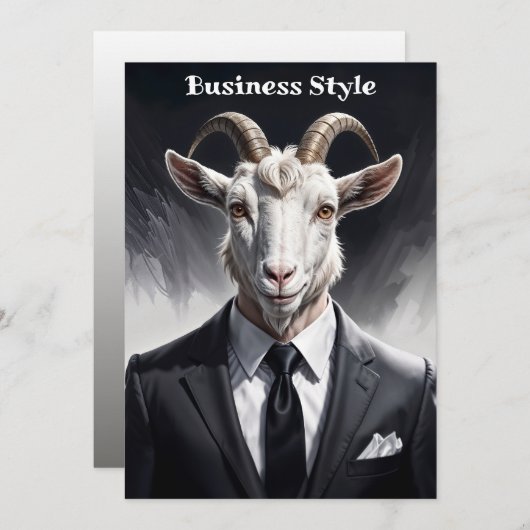 Funny animal boss surreal suited goat character セーブザデート (正面/裏面)