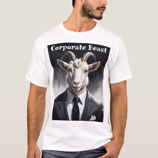 Funny animal boss surreal suited goat character tシャツ (正面)
