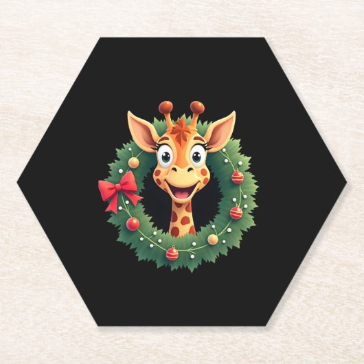 Funny Animal Giraffe Meme Face Festive Xmas T-Shir ペーパーコースター (正面)
