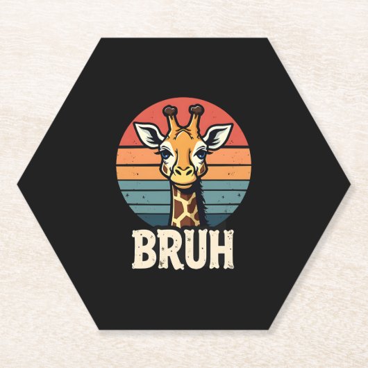 Funny Animal Giraffe Meme Face Festive Xmas T-Shir ペーパーコースター (正面)