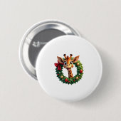 Funny Animal Giraffe Meme Face Festive Xmas T-Shir 缶バッジ (正面&裏面)