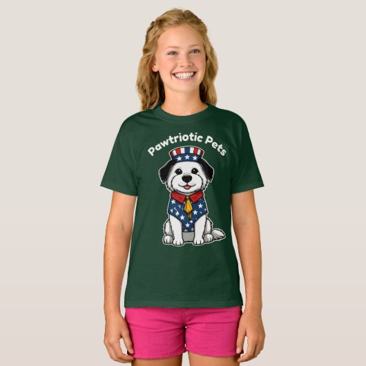 Funny animal Pawtriotic Pets Dog Cat Long Sleeve  Tシャツ (正面フル)