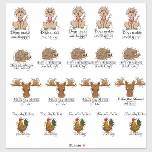 Funny animal stickers  シール (シート)