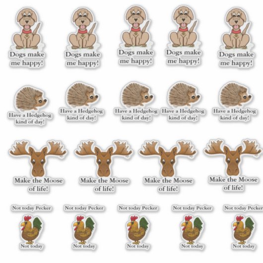 Funny animal stickers  シール (正面)