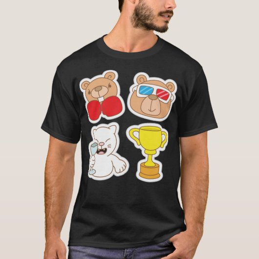 Funny animal stickers tシャツ (正面)