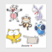 Funny Animal vinyl Sticker Pack Silly Cartoons シール (シート)