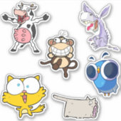 Funny Animal vinyl Sticker Pack Silly Cartoons シール (正面)