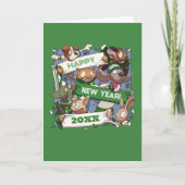 Funny Animals Add The New Year Sports Fans Cartoon サンキューカード (正面)