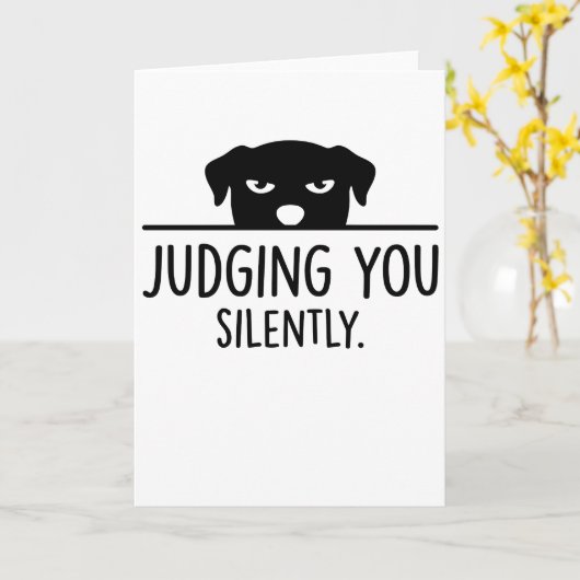 funny animals dog cafe Judging You Silently カード (黄色い花)