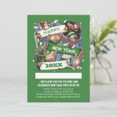 Funny Animals New Year's Party Sports Fans Cartoon 招待状 (スタンド正面)