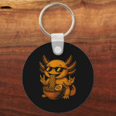 Funny Anime Kawaii Axolotl Eating Ramen Graphic Te キーホルダー (正面)