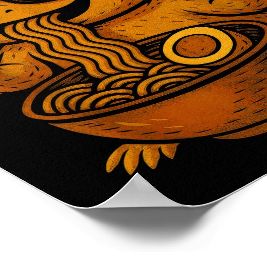 Funny Anime Kawaii Axolotl Eating Ramen Graphic Te ポスター (角)