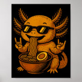 Funny Anime Kawaii Axolotl Eating Ramen Graphic Te ポスター (正面)