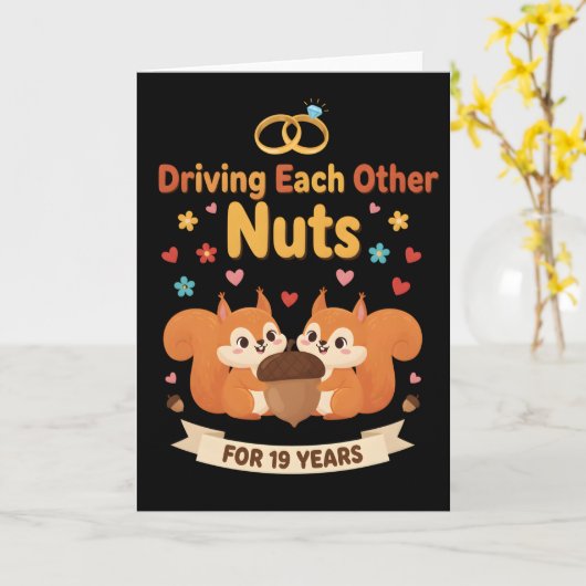 Funny Anniversary Shirt Driving Each Other Nuts カード (黄色い花)