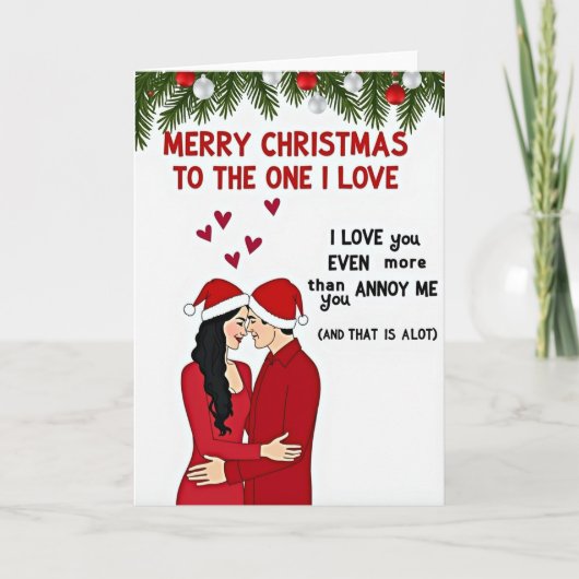 Funny Annoy Me Christmas Couple Card カード (正面)