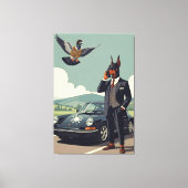 Funny anthropomorphic Doberman Pinscher dog キャンバスプリント (正面)