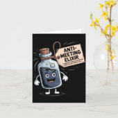 Funny Anti Meeting Elixir Retro Cartoon Office H  カード (黄色い花)