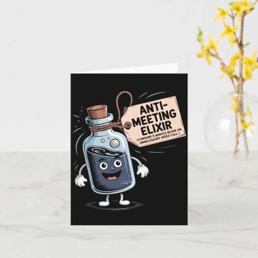 Funny Anti Meeting Elixir Retro Cartoon Office H カード (黄色い花)
