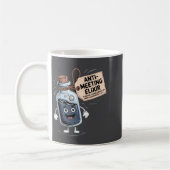 Funny Anti Meeting Elixir Retro Cartoon Office H  コーヒーマグカップ (左)