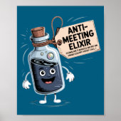 Funny Anti Meeting Elixir Retro Cartoon Office H  ポスター (正面)
