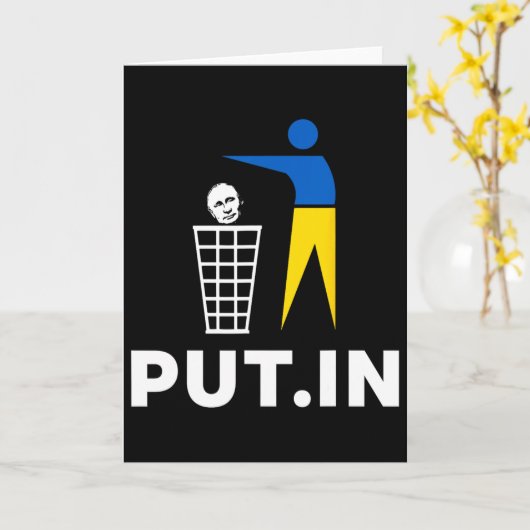 Funny Anti Putin Meme Put.in Support Ukraine Tee  カード (黄色い花)
