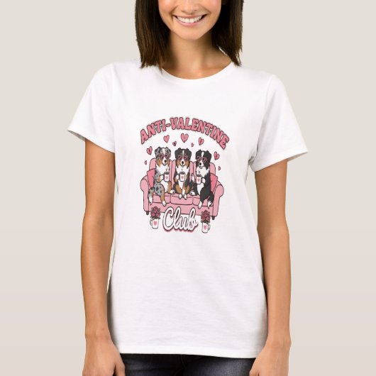 Funny Anti  Valentine Club Design for Women Tシャツ (正面)