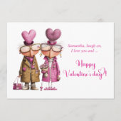 Funny Anti Valentine Love Couple Card Hot Pink シーズンカード (正面)