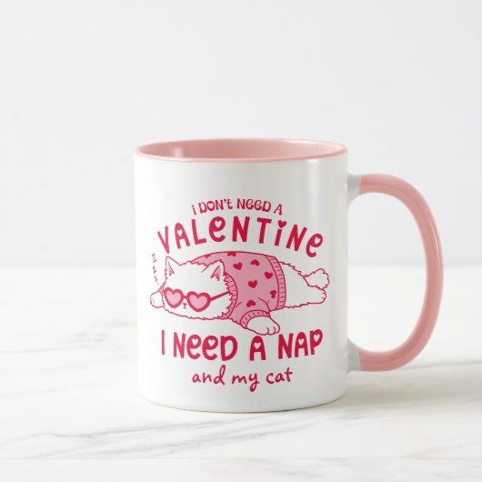 Funny Anti-Valentine Nap and My Cat Custom Coffee  マグカップ (右)