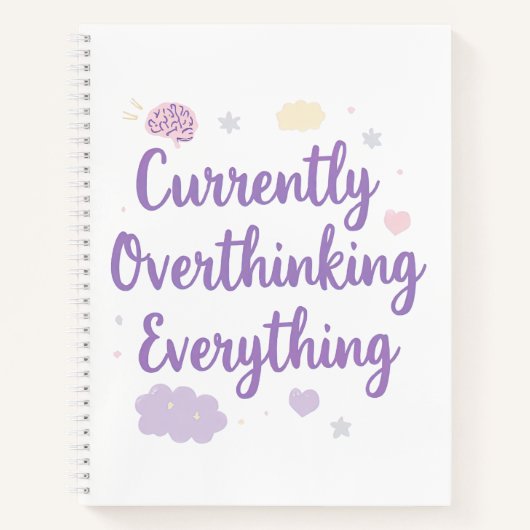 Funny Anxiety Overthinking Quote Pastel ノートブック (正面)