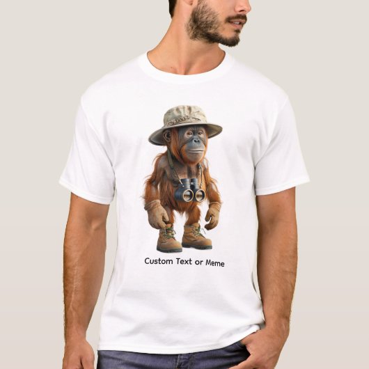 Funny Ape Hiking Explorer Meme T-Shirt - Custom Tシャツ (正面)
