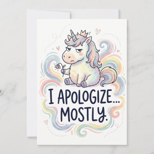 Funny Apology Card - Cute Unicorn “I Apologize… シーズンカード (正面)