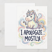 Funny Apology Card - Cute Unicorn “I Apologize… シーズンカード (正面/裏面)