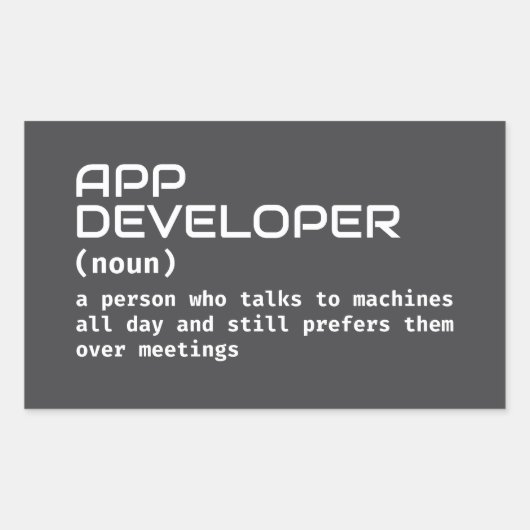 Funny App Developer Definition 長方形シール (正面)