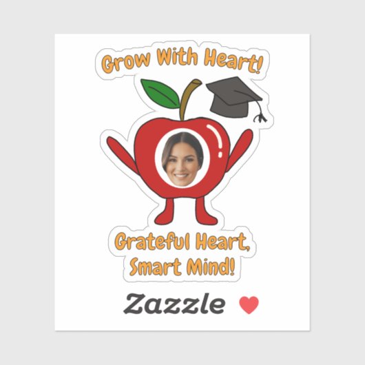 Funny Apple Custom Photo Grateful Heart Smart Mind シール (シート)