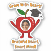 Funny Apple Custom Photo Grateful Heart Smart Mind シール (正面)