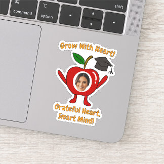Funny Apple Custom Photo Grateful Heart Smart Mind シール