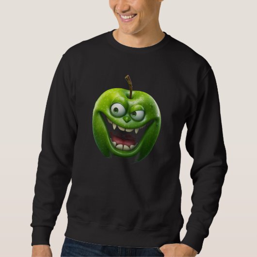 Funny Apple Silly Face For Men Women Fruit Vegetab スウェットシャツ (正面)