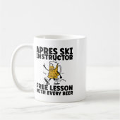 Funny Apres Ski Instructor Free Beer Drinking Skii コーヒーマグカップ (左)