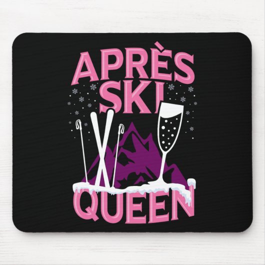Funny Apres Ski Queen Skiing Winter Sports Party F マウスパッド (正面)
