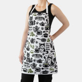 Funny Apron for Cat Lovers Black and White Pattern エプロン (インサイチュ)