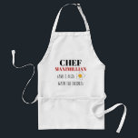 Funny apron for men custom name スタンダードエプロン<br><div class="desc">A funny apron for a male chef with the custom name and a fried egg! It makes a great gift for for Birthday or Christmas gift idea for your husband,  dad,  uncle,  grandpa etc. The humorous slogan let them know that a great chef can also do the dishes!</div>