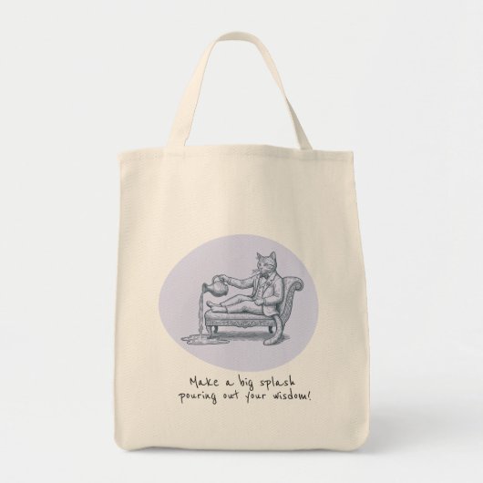 Funny Aquarius Zodiac Cat Tote Bag トートバッグ (正面)