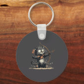 Funny Archer Cat With Bow And Arrow Graphic Costum キーホルダー (正面)