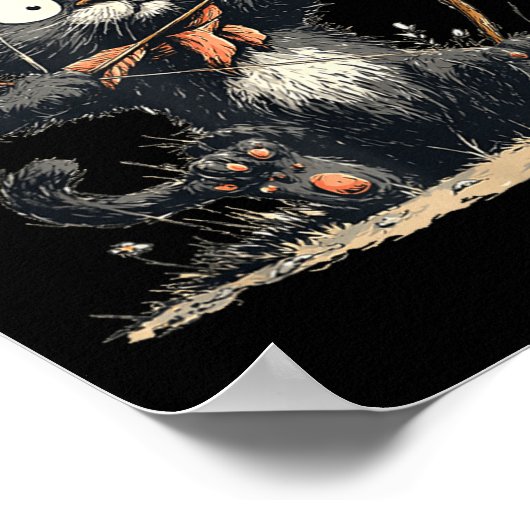 Funny Archer Cat With Bow And Arrow Graphic Costum ポスター (角)