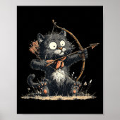 Funny Archer Cat With Bow And Arrow Graphic Costum ポスター (正面)