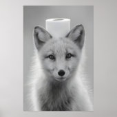 Funny Arctic Fox Bathroom Print, Toilet Paper on ポスター (正面)