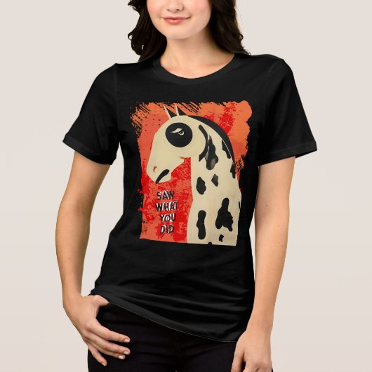 Funny art horse side eye custom text トライブレンドＴシャツ (正面)