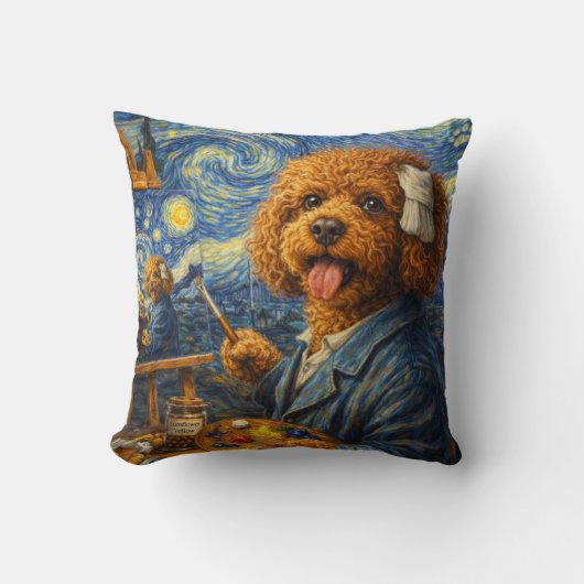 Funny Artist Cockapoo Pillow Art Dog Gift Cushion クッション (正面)