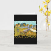 Funny Artist Gogh Outside Starry Night Insrational カード (黄色い花)